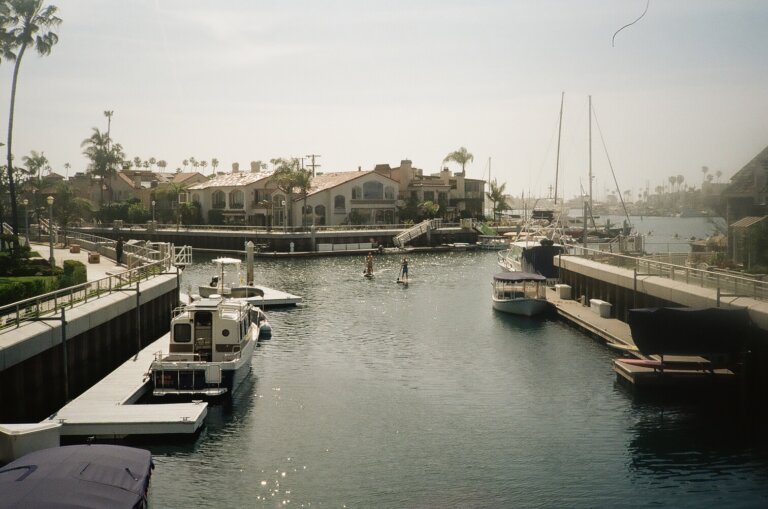 New port village with some boats