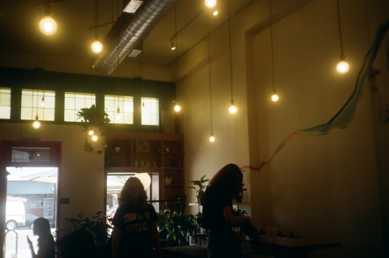 dark cafe with some lights